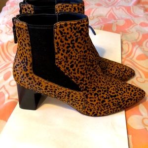 Cole Haan Etta Leopard-Print Calf Hair Booties 8.5 NWOB